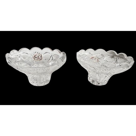 PAIR Candlestick Holders 24% Lead Crystal 3.5 x 2 in West Germany Christmas GIFT - Picture 1 of 6
